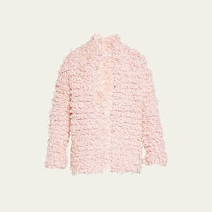 Dries Van Noten Long Sleeve Faux Shearling Oversized Overcoat Pink Women's M